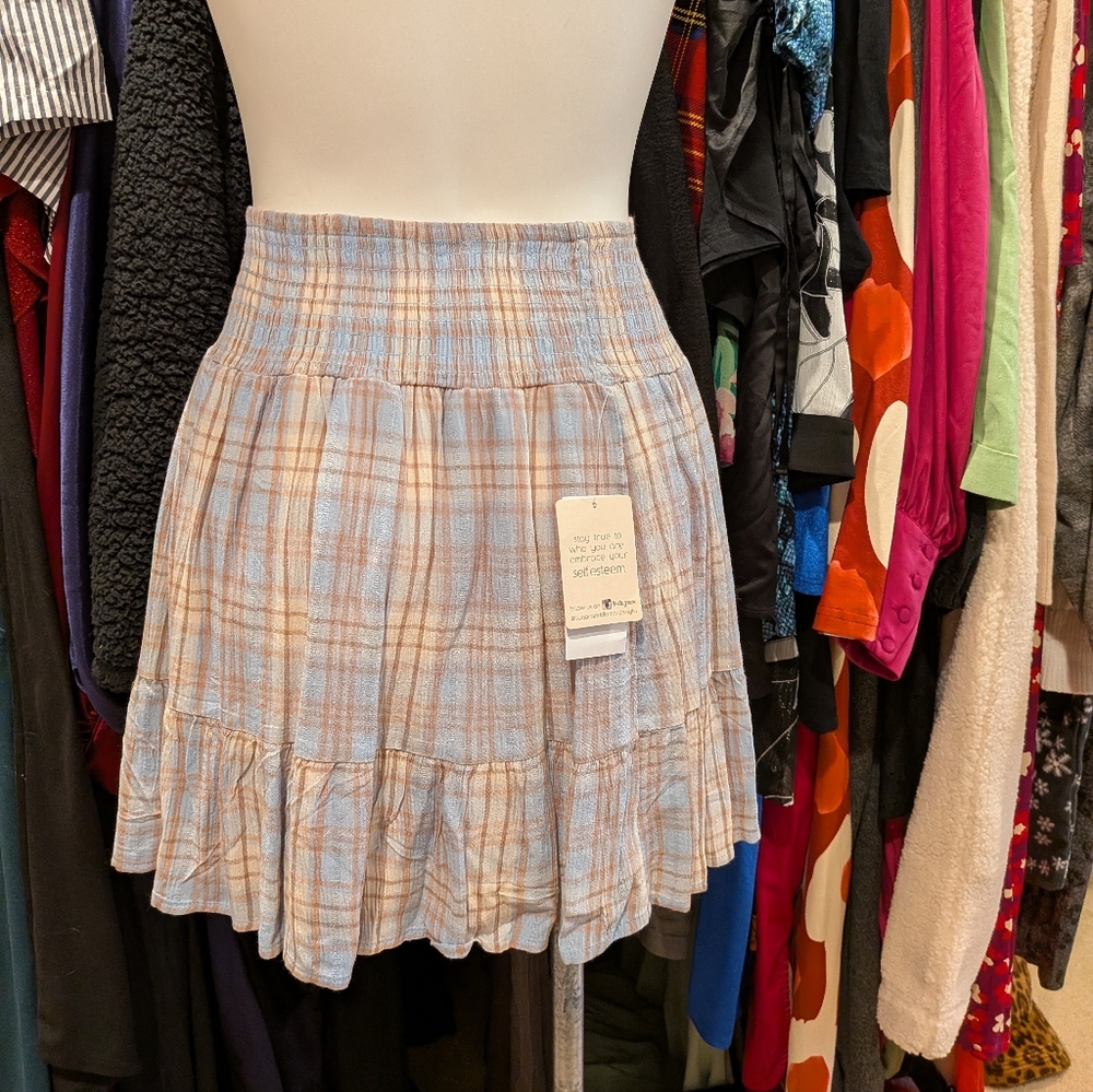 Plaid Mini Skirt - Fully Lined - M
